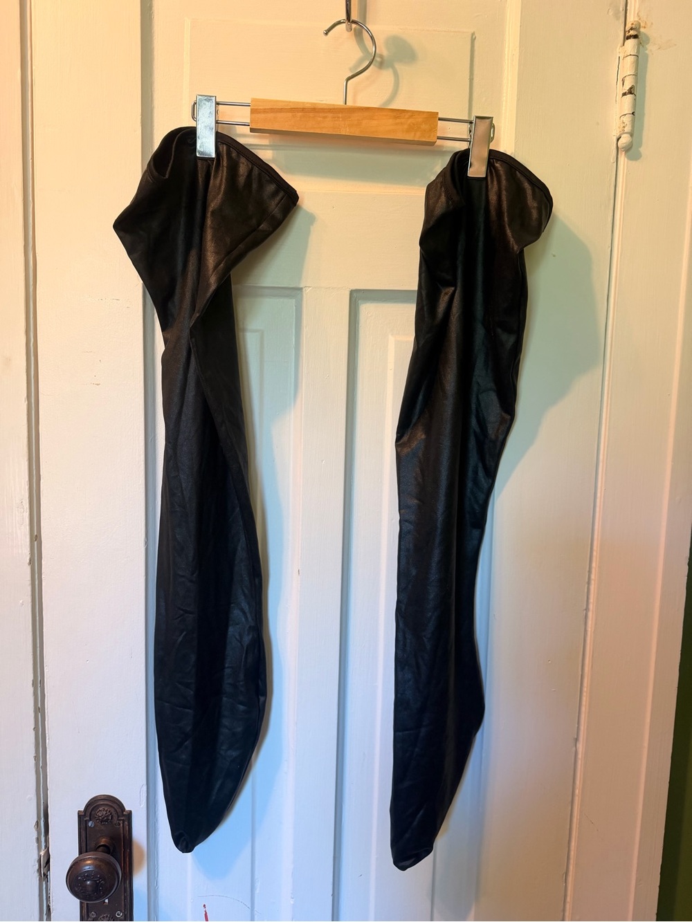 Darque Black Faux Leather Decorative Stocking Pair